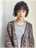 黒髪ボブパーマ レイヤーボブパーマ 顔周りパーマ