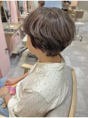 くせ毛ショート/白髪ぼかしハイライト