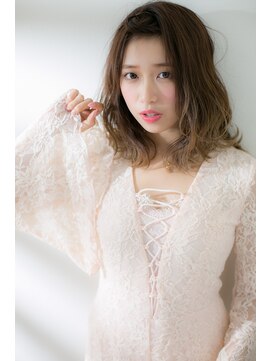 ジャストヘア ラポール 北久里浜店(just hair RAPPOR) フェミニンカール ナチュラルベージュ かきあげバング