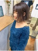 clan ハイライトアッシュブラウン　外ハネ小顔美髪ボブ