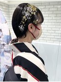 卒業式 成人式 振袖 袴 着付け 金箔 水引 ショートヘアM44