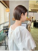 ▲プツッと耳掛けミニボブ×オリーブベージュ▲