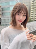 こなれミディモテ髪薄めバング前髪デジタルパーマ大人美人