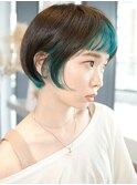 ■ブルーグラデーション/イヤリングカラー/ミニボブ元町23-4