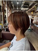 ツヤ感MAXの暖色カラー◎パサつき知らずのショートボブ