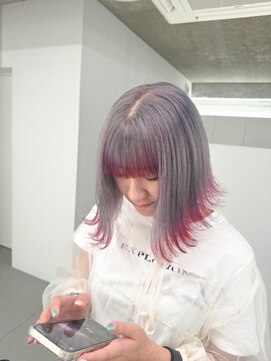 イロウ 山口どうもん店(IROW) ダブルカラー/裾カラー/グレー/ピンク