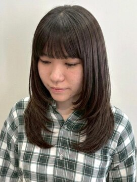 オンフ(ONFFO) 顔周りカット レイヤーカット セミロング チャコールアッシュ