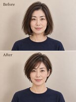 aptas 青山/表参道 白髪染め/白髪ぼかしハイライト/ボリュームアップエクステ&nbsp;40代の大人耳かけショート｜表参道・青山