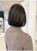 福山市美容室Caary人気 ナチュラルブラック艶丸みボブ
