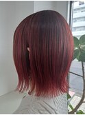 切りっぱなしボブ×ピンクグラデーション