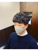FWマッシュ風ツーブロックパーマスタイル