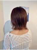 20代30代ピンクブラウンミディアムボブ