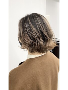 アオアクア バイ グルグル 小岩店(ao akua by GULGUL) 前髪パーマ ボブ×ミルクティーバレイヤージュ 小岩