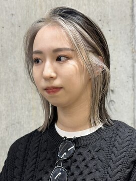 サンク 原宿 表参道(cinq) デザインカラー前髪インナーカラーベージュカラーブリーチカラー