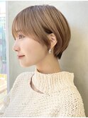大人ショートボブ丸みショートカットマッシュショート前髪あり