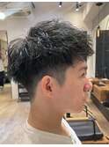 スパイキーショート/束間ツーブロックマッシュ/スパイラルパーマ