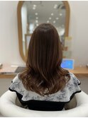 髪質改善カラーくびれ巻き髪ロングヘア透明グレージュ