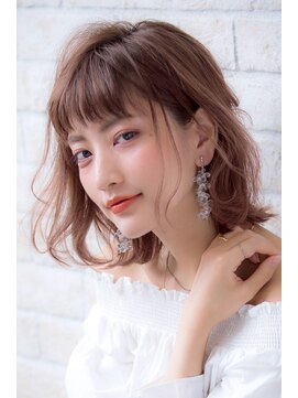 エルデ ナインズ ヘアー スタンド 川口店(elde 9's HAIR STAND) イメチェンフォギーベージュ耳かけ毛先パーマ厚めバング
