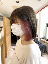 アップ(A+hair) 小顔ヘア_ボブ_インナーカラー_ピンク
