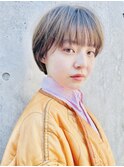 大人かわいいミルクティーブラウン 前下がり小顔ショートボブ