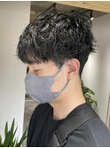 無造作パーマツイストスパイラルパーマツーブロック波巻きパーマ