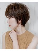 大人可愛いひし形ショート20代30代40代丸みショートハイライト