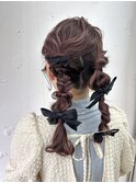 10代20代30代◎ツインテールモテ髪編みおろし