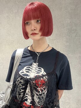 アイトーキョーエス 渋谷(AI TOKYO S) ミニボブケアブリーチチェリーレッド顔まわりレイヤー前髪