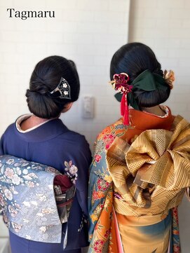 タグマル 親子でお着付けヘアセット☆和装シニヨンスタイル