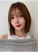 切りっぱなしボブ/ワンレン/アプリコットオレンジ/タッセルボブ2