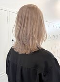 韓国ヘア顔周りレイヤーミルクティーベージュ暗めグレージュ原宿