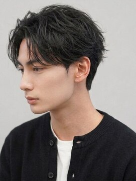 ソウル 福山駅前店(SOUL.) メンズショート センターパート ニュアンスパーマ 黒髪