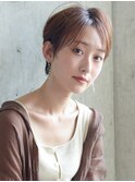 大人かわいい 小顔 黒髪 ワンサイドショート/センシャルショート