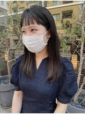 ショートワイドバング×暗髪ネイビー【藤枝/髪質改善】