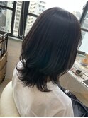 暗髪外ハネセミディ
