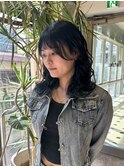 ブルーカラーネイビーブルー暗髪カラーブルーブラックレイヤー