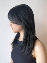 アイティーバイアルバム 北千住店(IT by ALBUM)&nbsp;黒髪オリーブカラーウルフレイヤーロング_ba484511