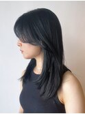 黒髪オリーブカラーウルフレイヤーロング_ba484511