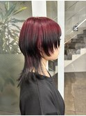 クラゲウルフカットレッドルーツカラー