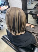 アンブレラカラー切りっぱなしワンレンボブ
