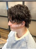 波打ちスパイラルパーマ　セミロング