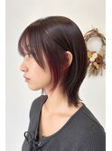 ショートウルフ×ボルドーイヤリングカラー【Gem 神原】