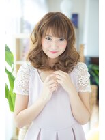 アボヘアー(Abo hair)&nbsp;ハニーベージュセミロングゆるふわカールアッシュ細めハイライト