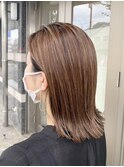 オールバックワンレングス×コントラストハイライト