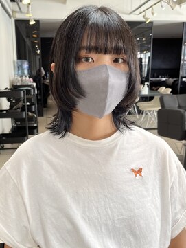 アクアオモテサンドウ(ACQUA omotesando) △小顔カットウルフカットロブヘアアッシュグレージュ暗髪