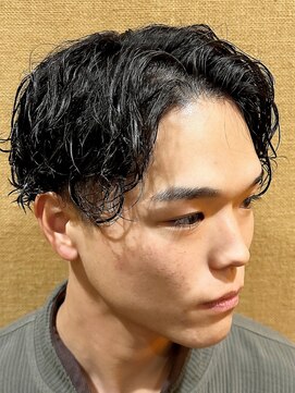 ヒロギンザバーバーショップ 大宮店(HIRO GINZA BARBER SHOP) センターパート　スパイラルパーマ　大宮