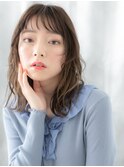 濡れ髪グレーベージュ小顔バレイヤージュi古河10代20代30代