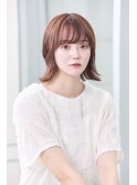 韓国切りっぱなしミディアムストレートヘア小顔似合わせ