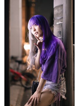 キリ(kiri) ハーフカラー白×紫