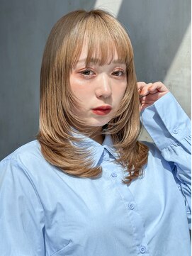 アルバム 銀座(ALBUM GINZA) 透明感カラーくすみベージュウルフレイヤーロング_F20403